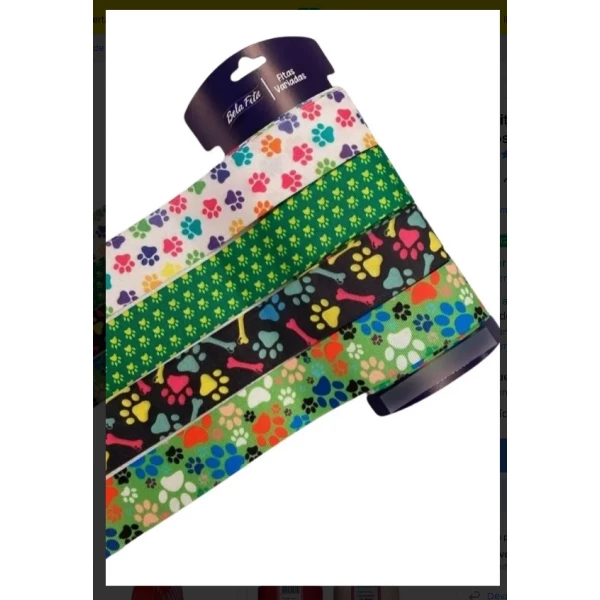 Kit Fita De Gorgurão Estampas para Pet Laços  Nº9 12 Mts