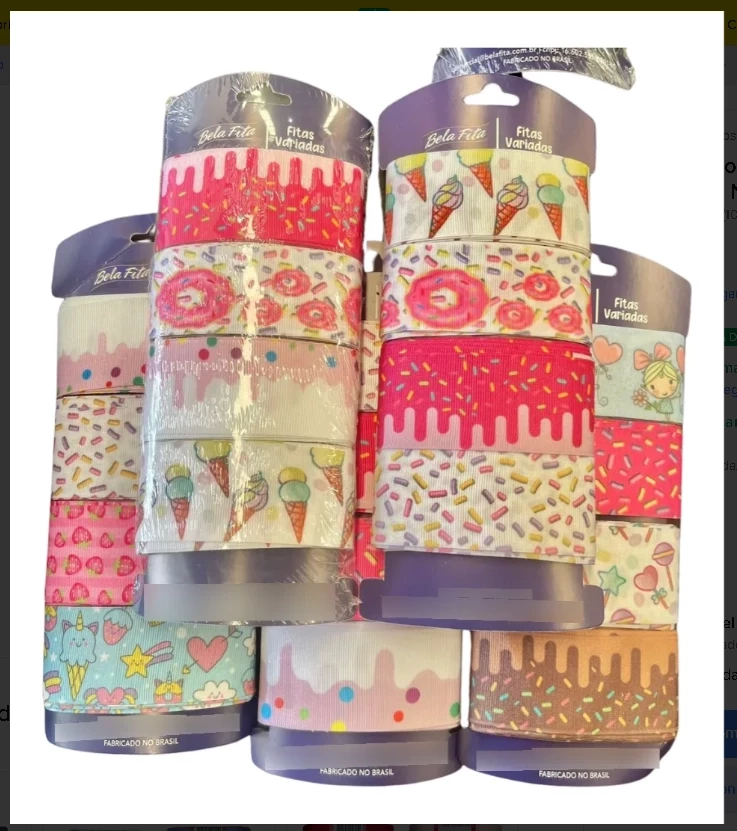Kit Fita De Gorgurão Estampas de Doces  Nº9 12 Mts