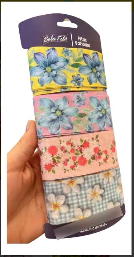 Fita Bela Fita Gorgurão Kit Floral nº9 38mm